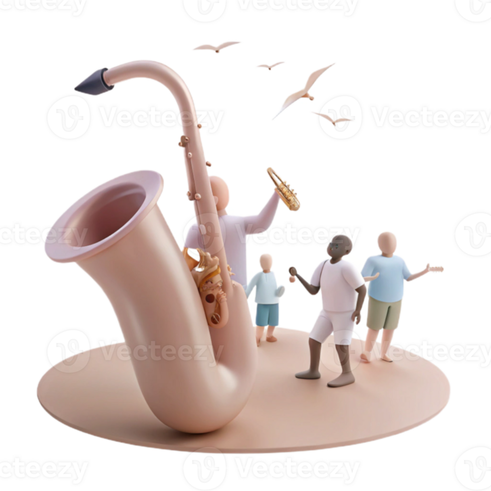 Saxophone Music and Dancing Figures png