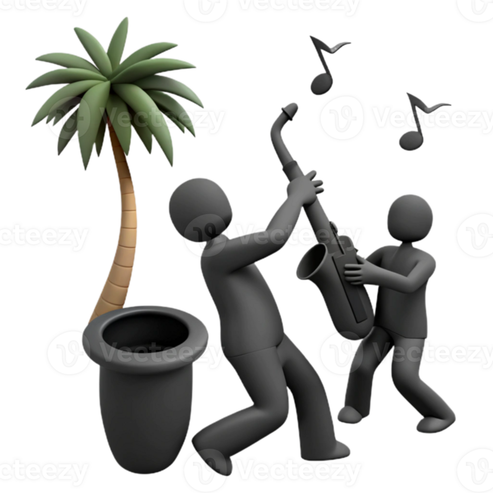 Saxophone Players Under Palm Tree png