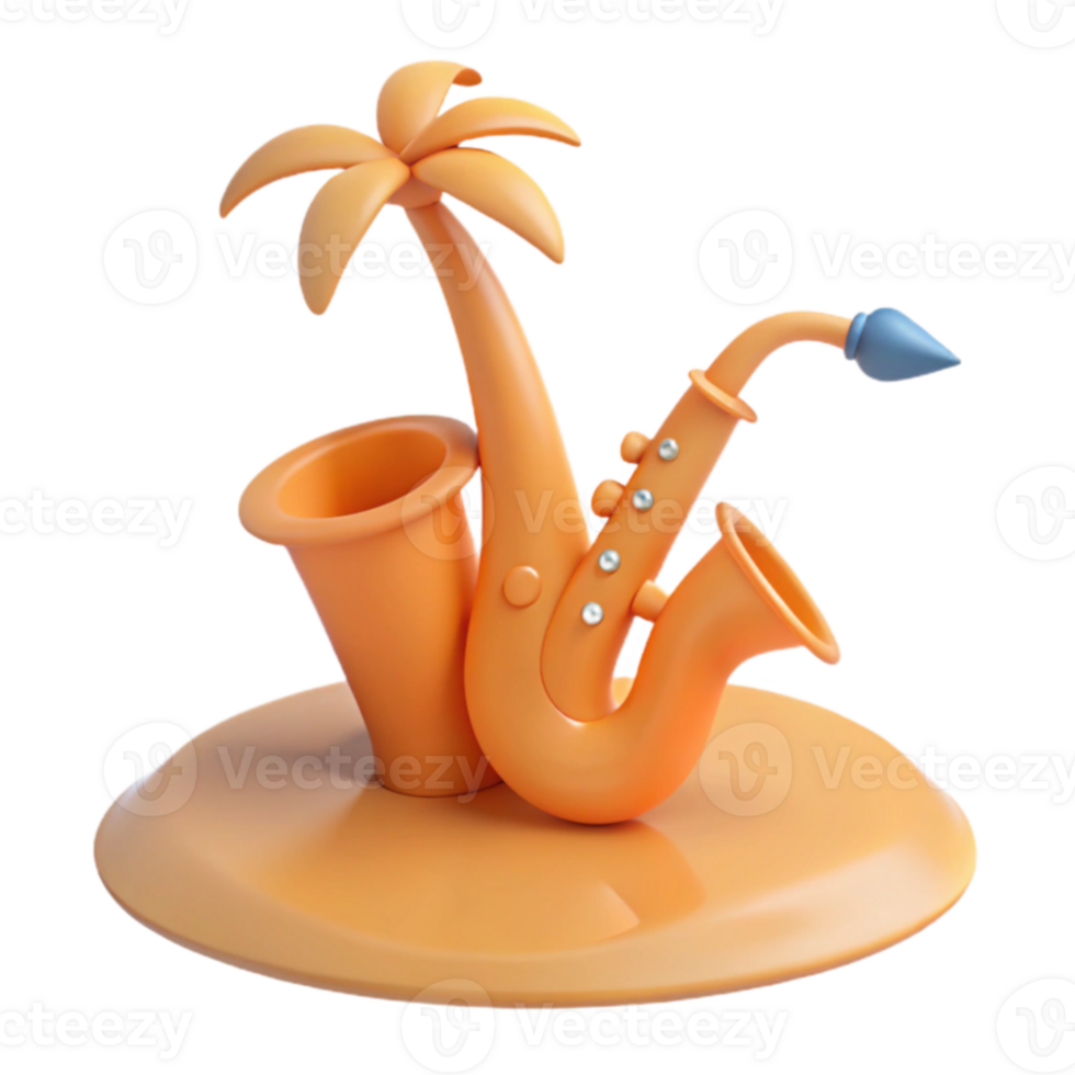 Saxophone Palm Tree 3D Render png