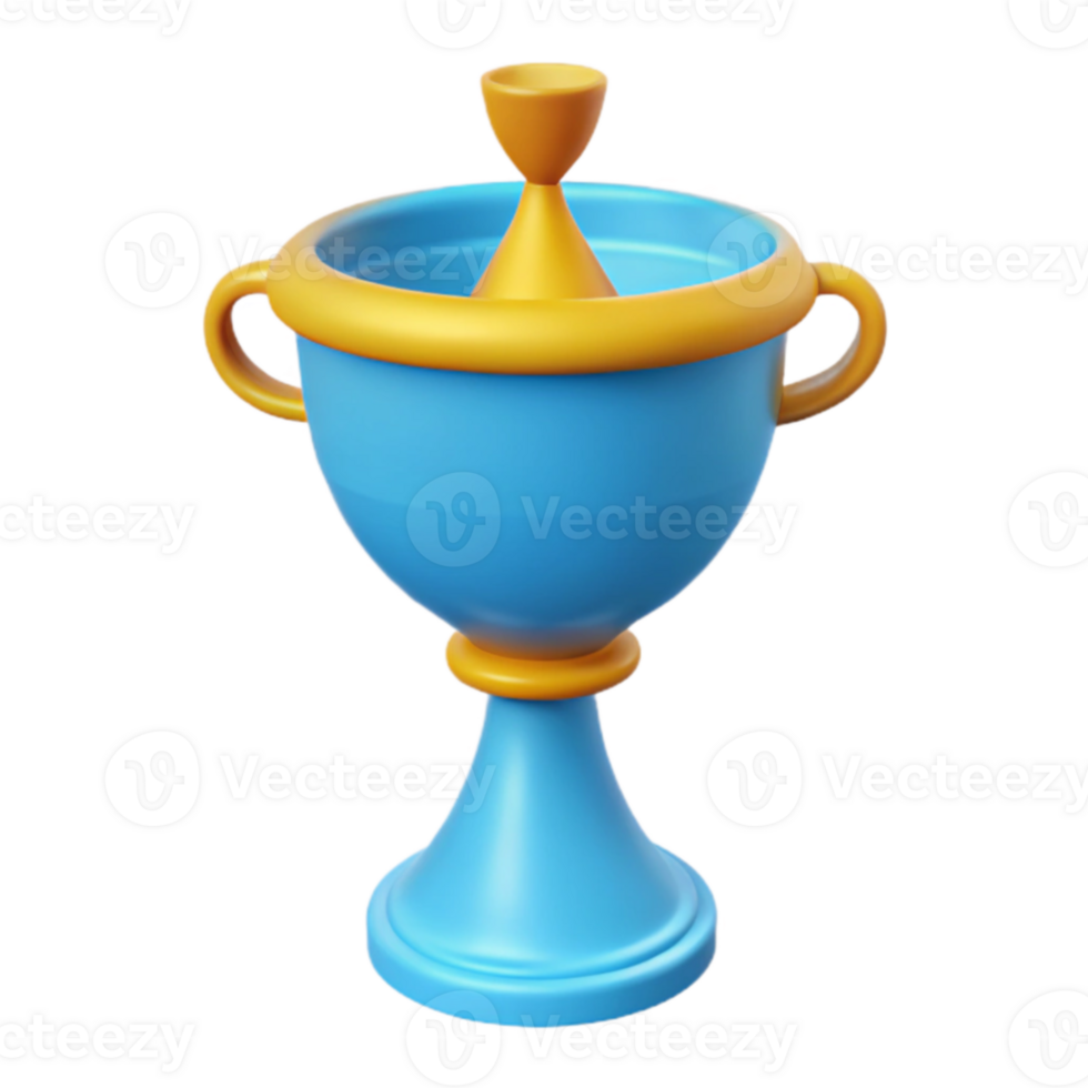 Blue and Gold Trophy Cup with Handles png