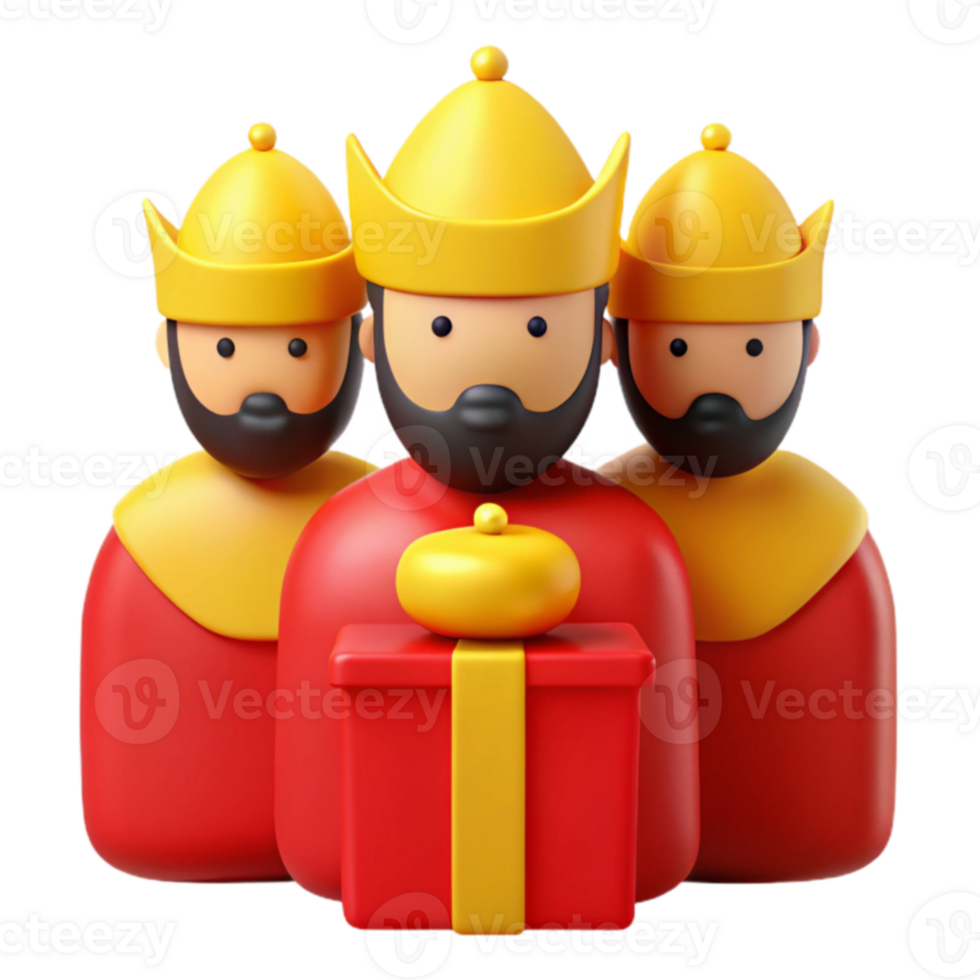 Three Wise Men Holding a Gift Box png