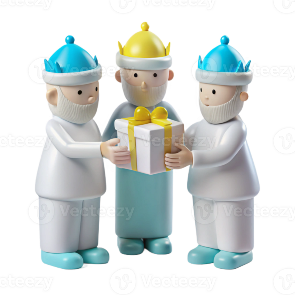 Three Cartoon Characters Giving a Gift png