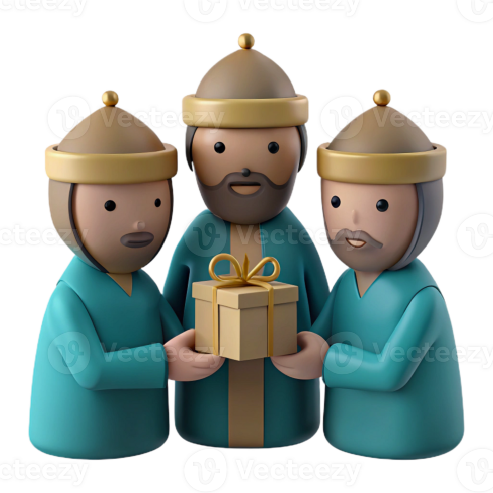 Three Wise Men Holding a Gift Box png