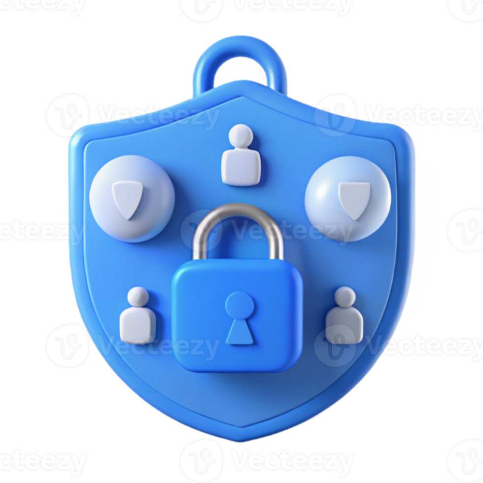 Shield with Lock, People, and Privacy Symbols Data Security and Protection png