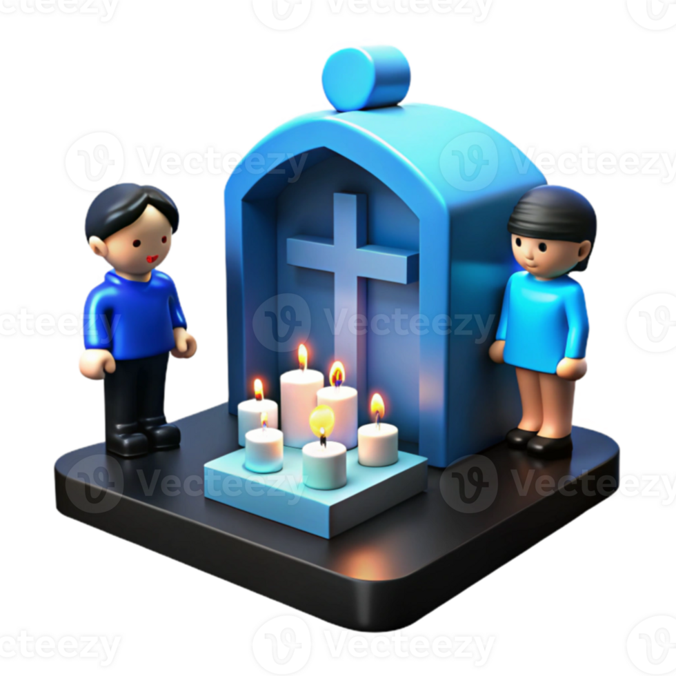 Mourning at the Tomb 3D Illustration of Grief and Remembrance png