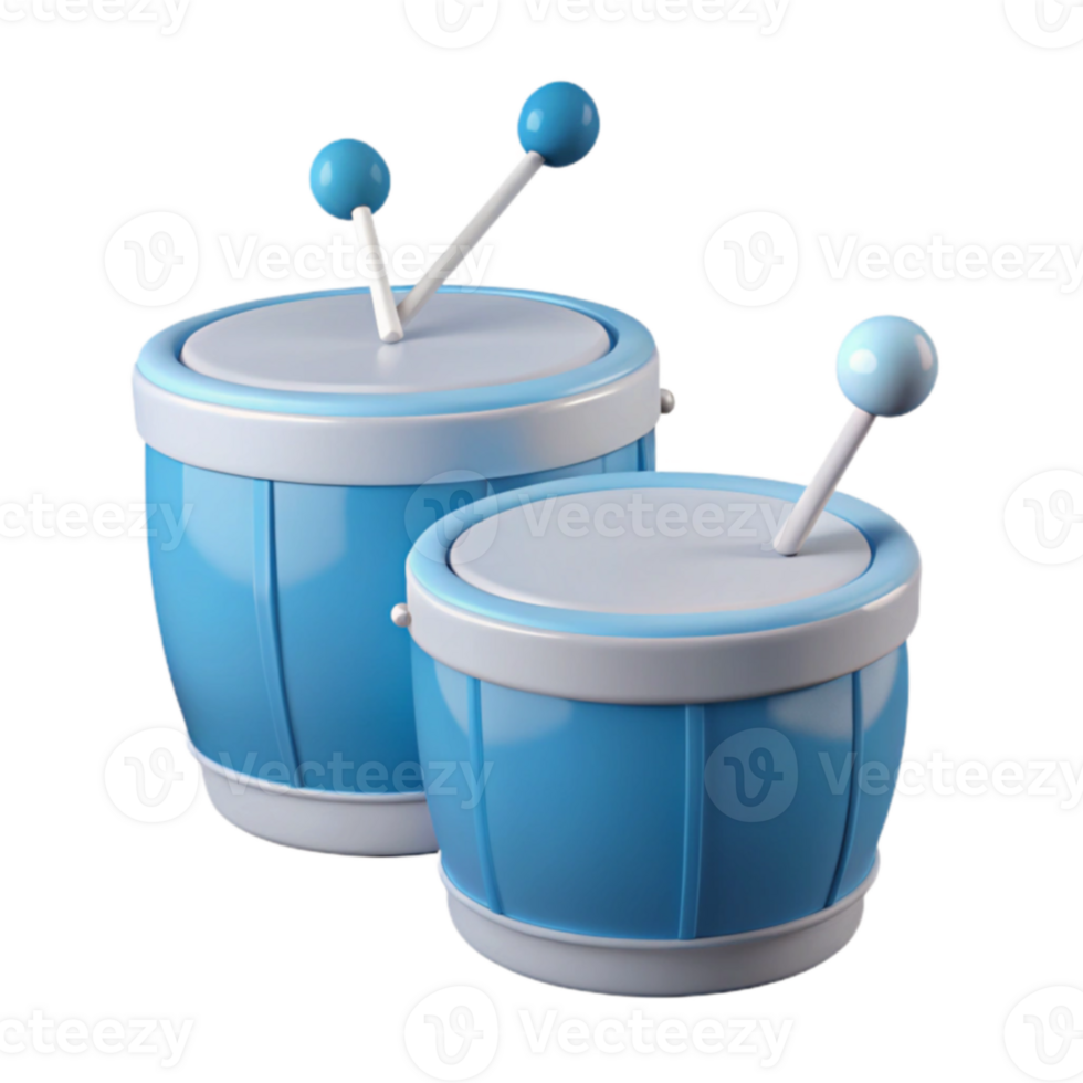 Blue Toy Drums with Sticks png