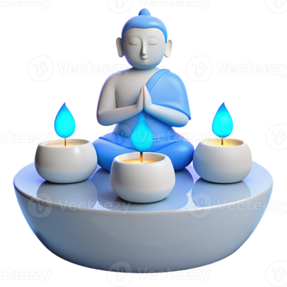 Meditation Statue with Burning Candles png