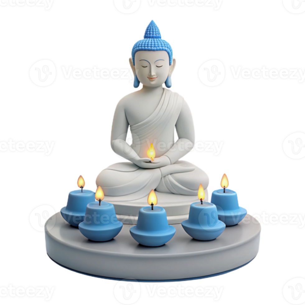 Enlightenment and Peace Buddha Statue Surrounded by Candles png