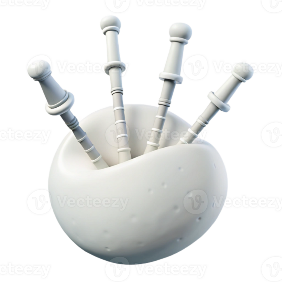 3D Render of a White Bagpipe png