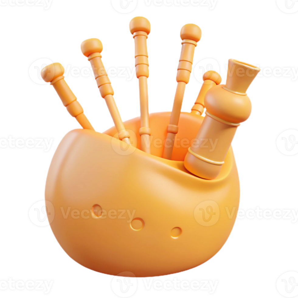 3D Render of a Bagpipe png
