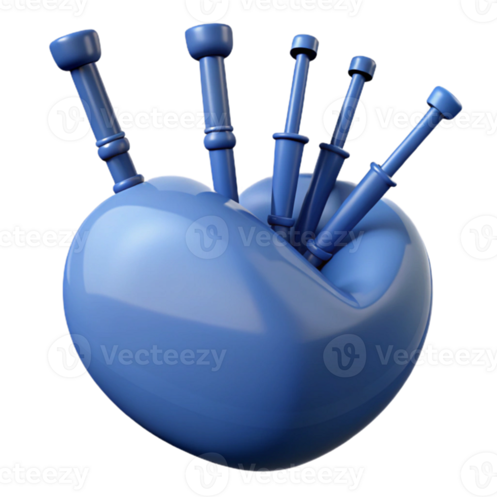 Blue Bagpipe with Heart Shape png