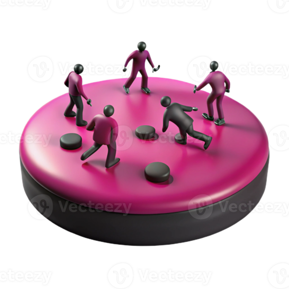 3D Rendered Illustration of Small Figures on a Pink Platform png