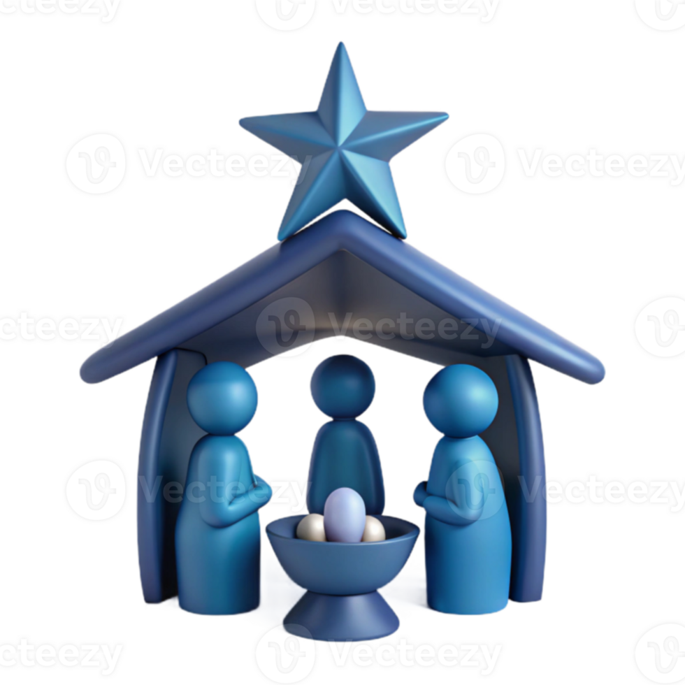 3D Render of Nativity Scene with Star png
