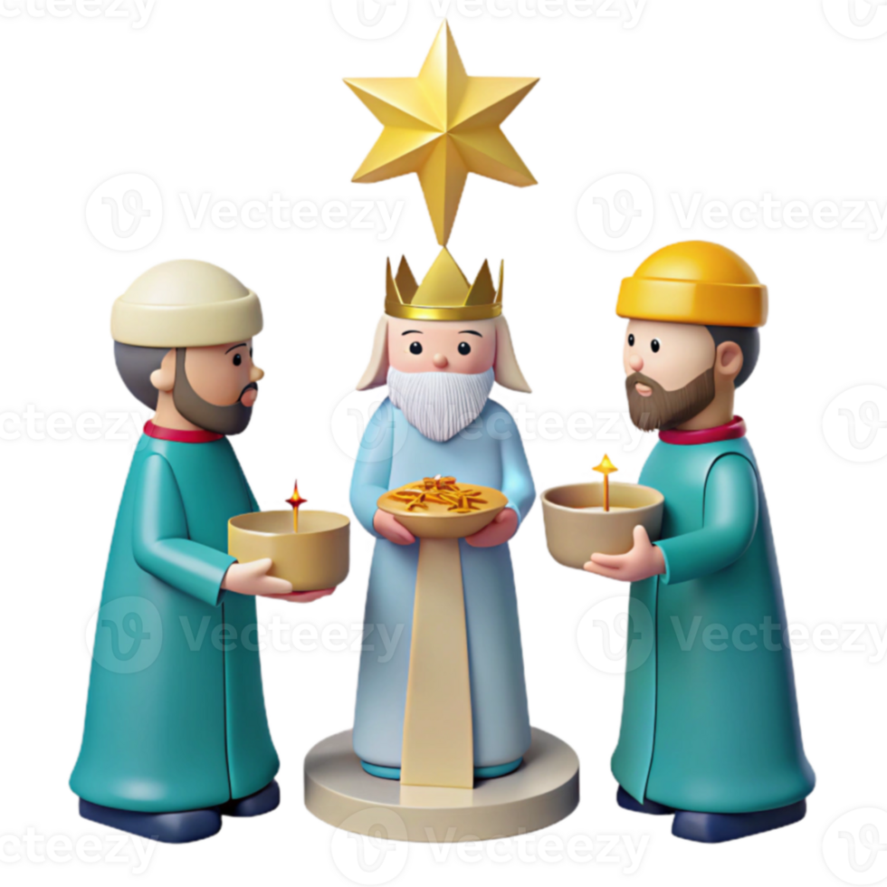 Three Wise Men with Gifts and Star png