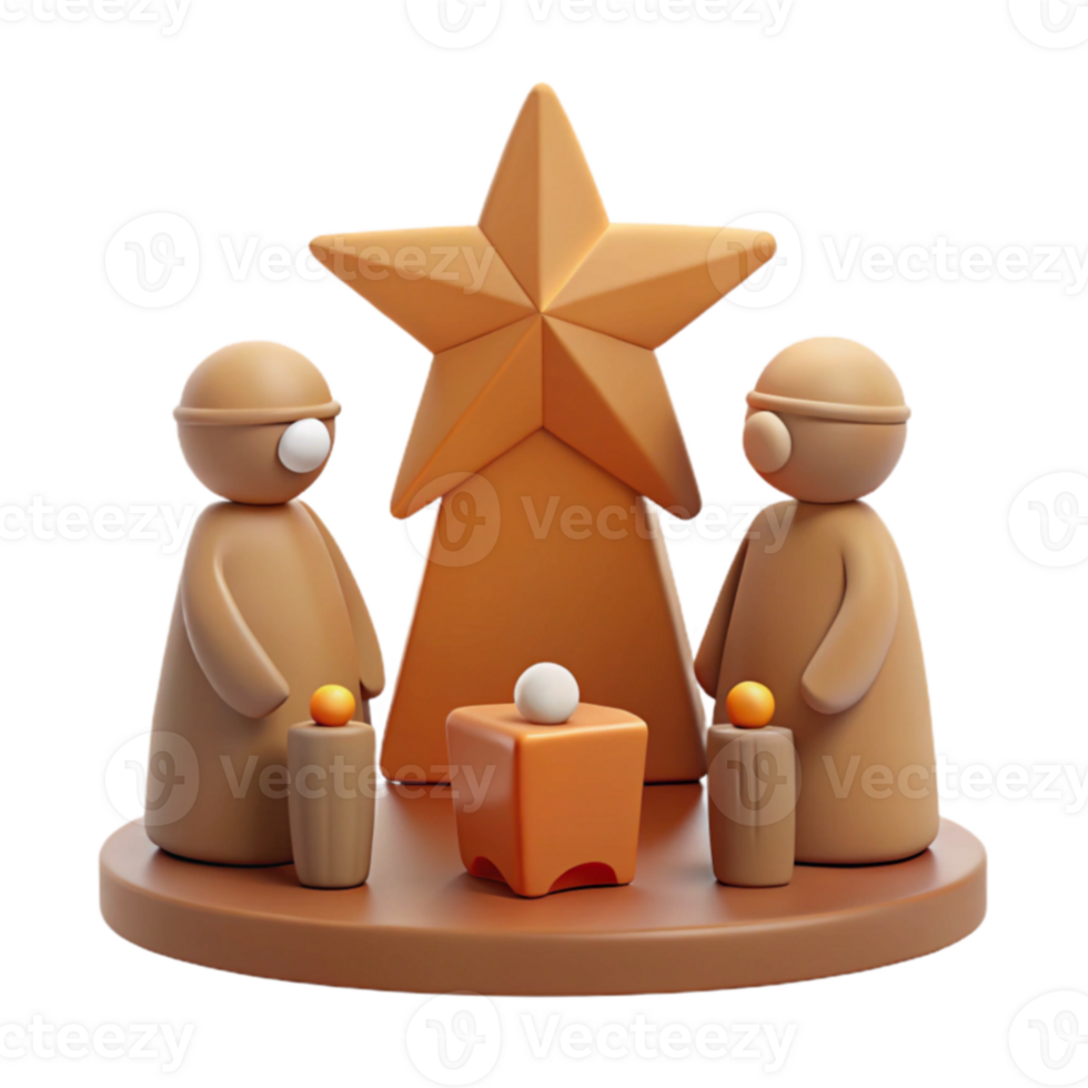 3D Render of Nativity Scene with Star png