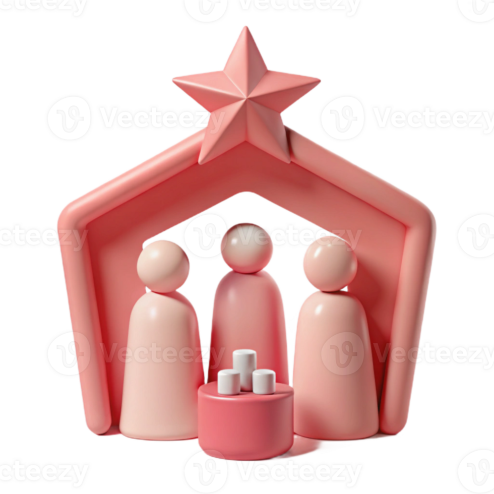 3D Rendered Illustration of a Family Under a Star png