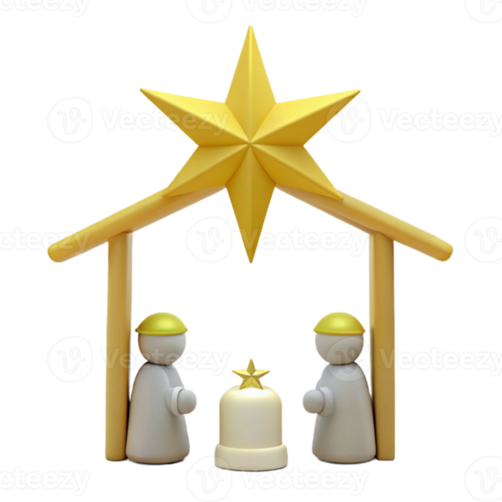 3D Rendered Christmas Nativity Scene with Star png