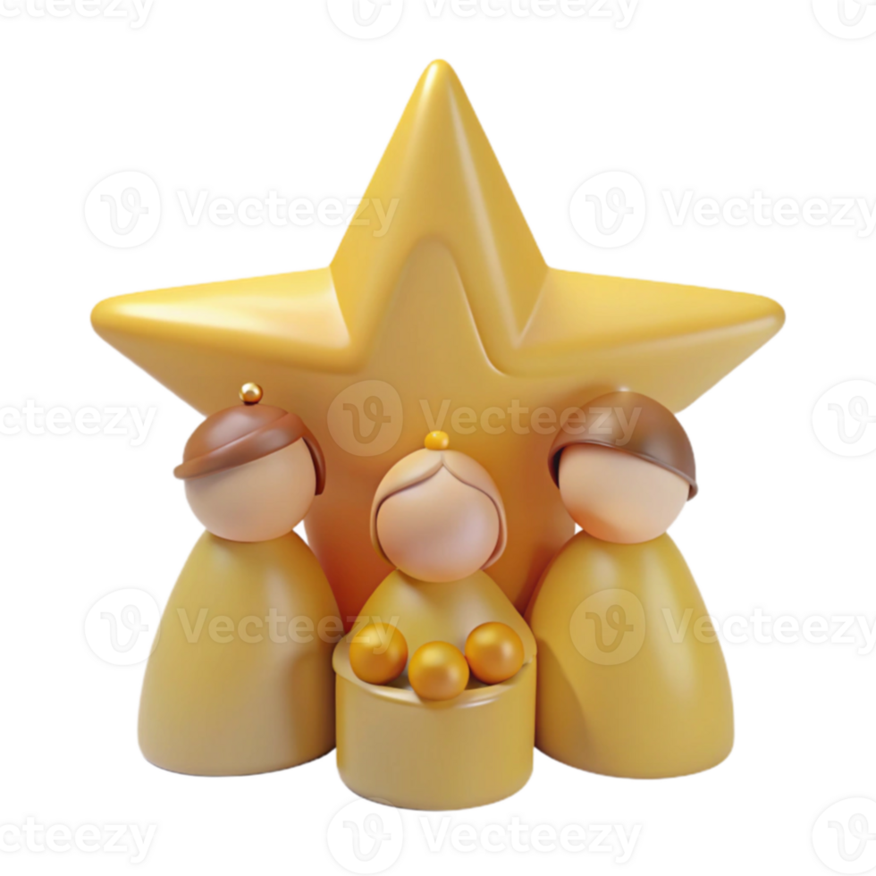 3D Rendered Christmas Nativity Scene with a Star png