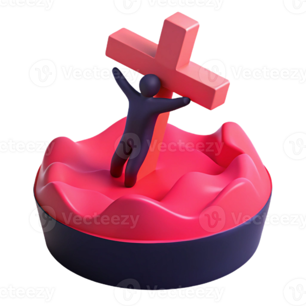 3D Render of a Person Holding a Cross png
