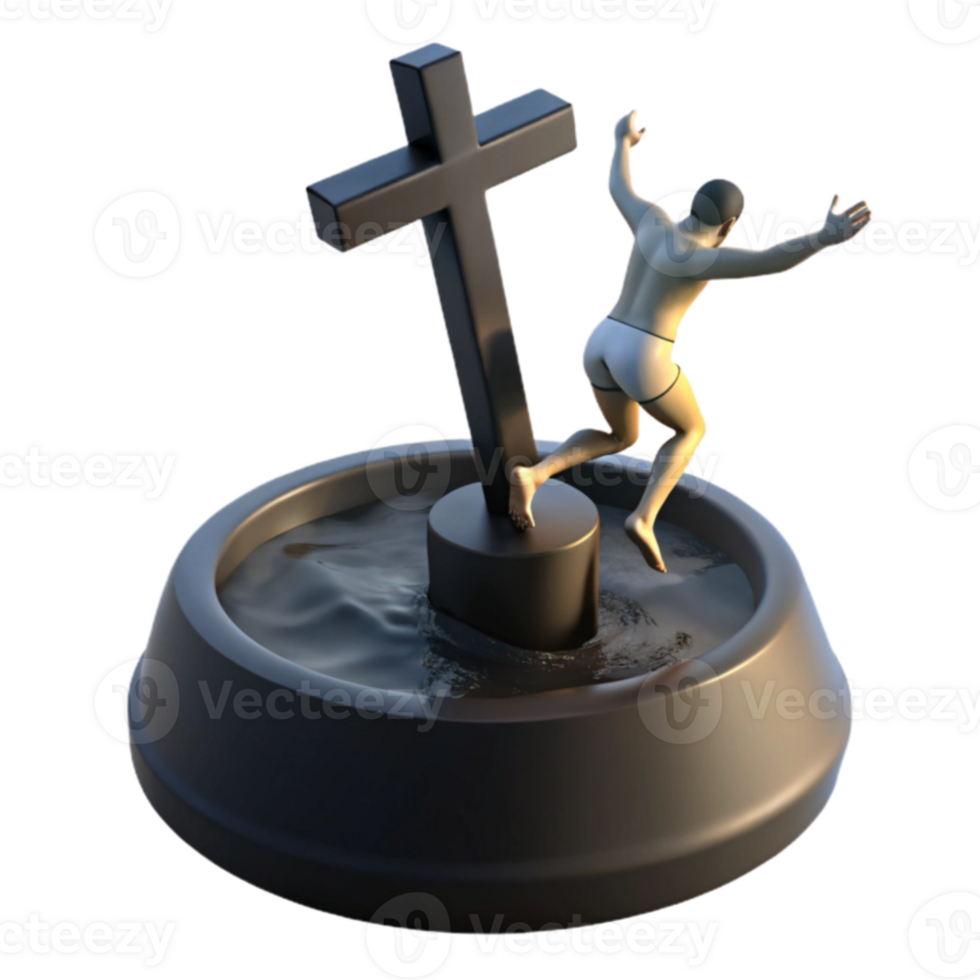 Man Jumps into Pool with Cross in Center png