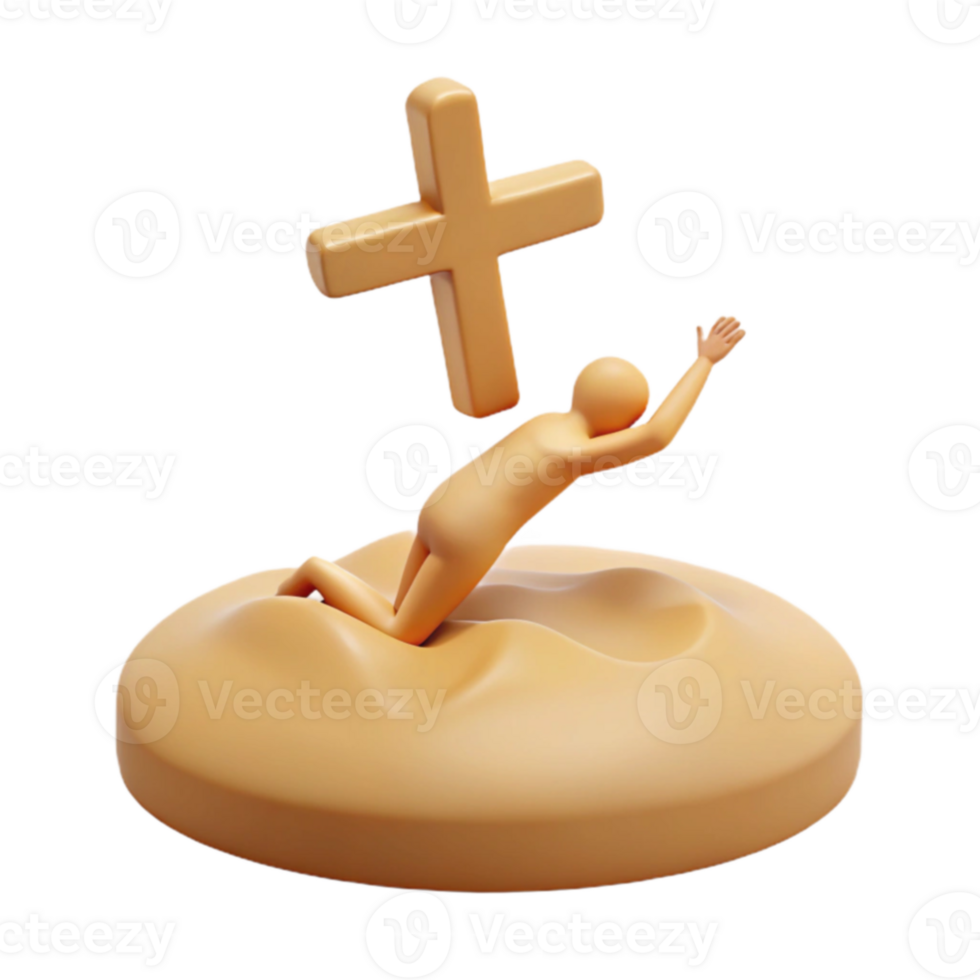 3D Render of a Person Reaching Up Towards a Cross png
