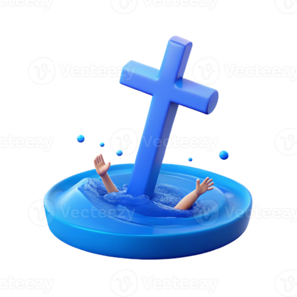 Drowning in Symbolism A Cross Submerged in Water png