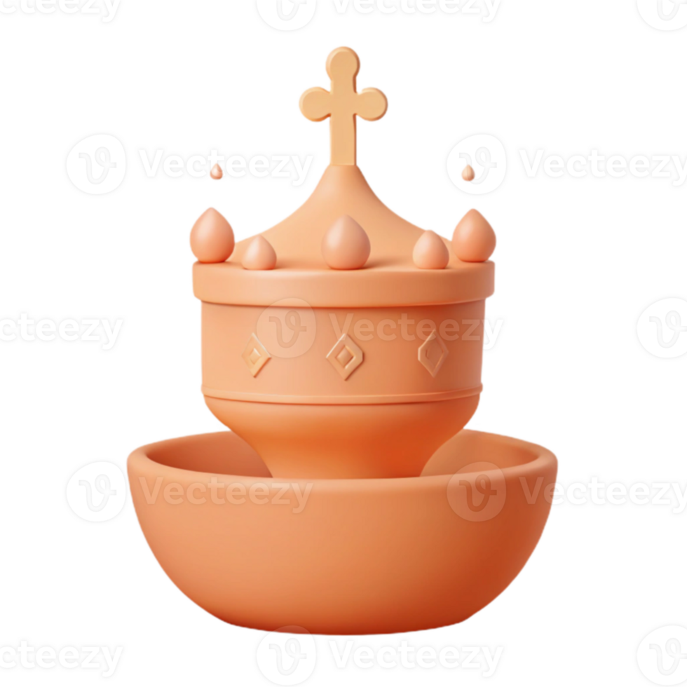 3D Render of a Gold Crown on a Base png
