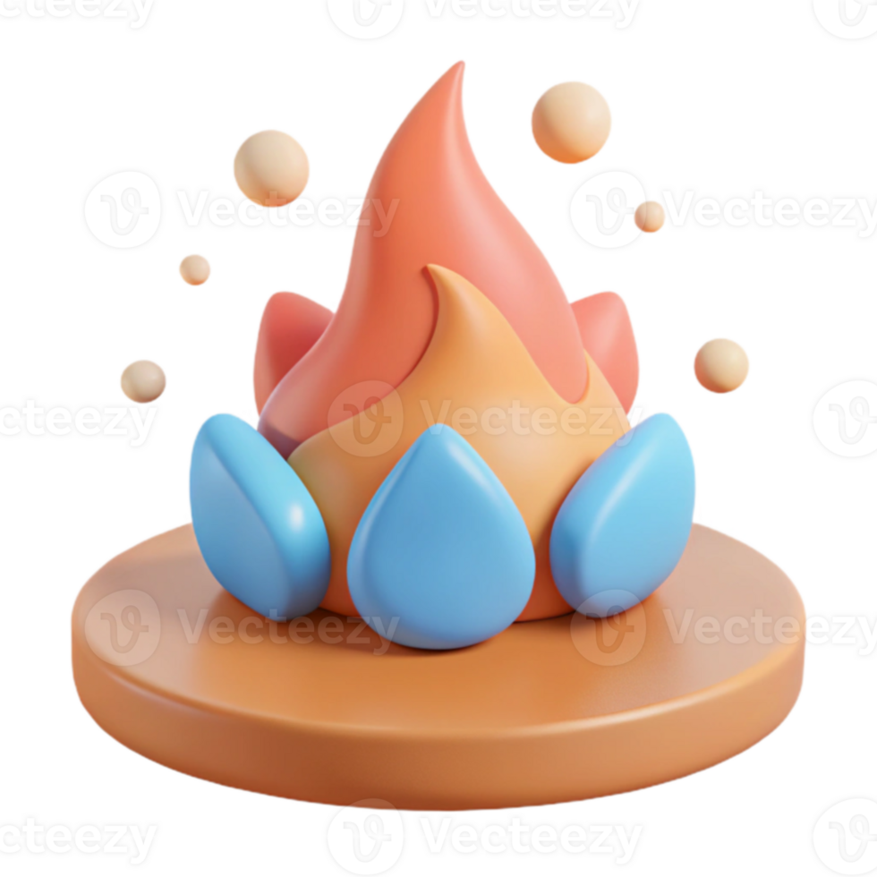3D Render of a Colorful Flame on a Platform png