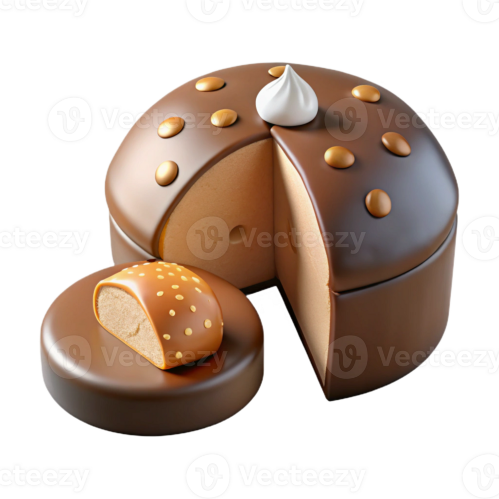 Chocolate Cake with Caramel Filling and Whipped Cream png