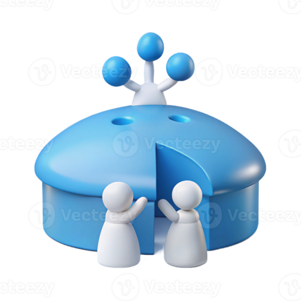 Two Figures Standing in Front of a Blue Dome-Shaped Structure with Three Blue Spheres on Top png