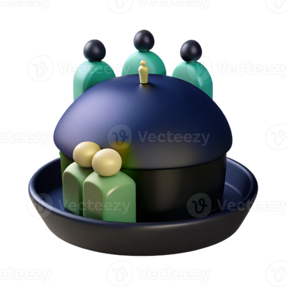 3D Render of a Covered Dome with Figures Surrounding it png