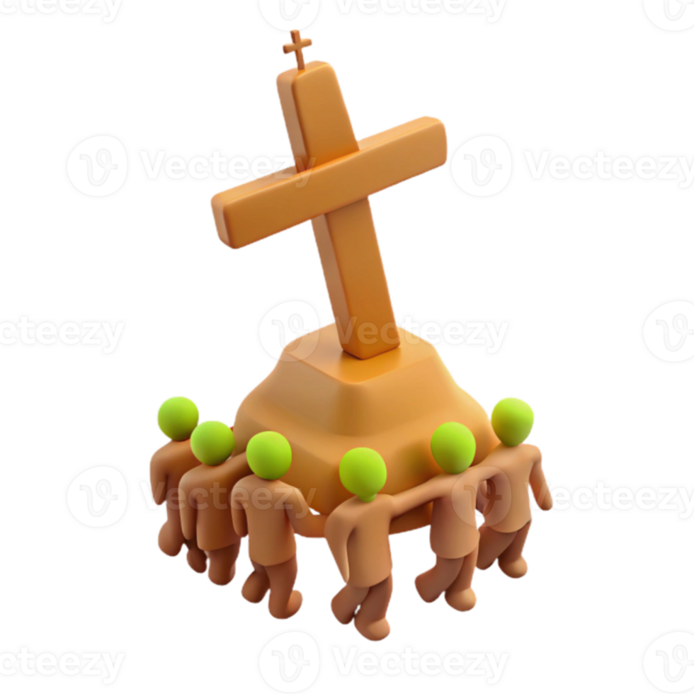 3D Render of People Holding Up a Cross png