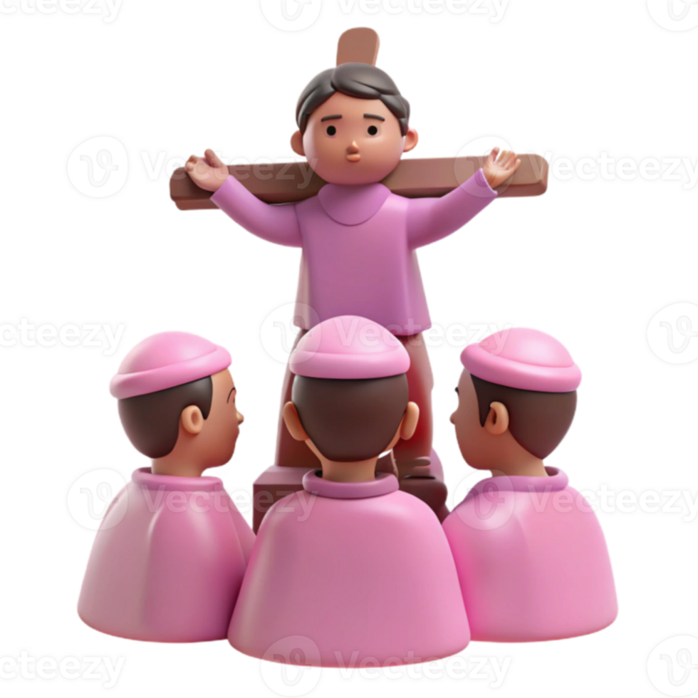 3D Illustration of a Religious Figure Being Honored png