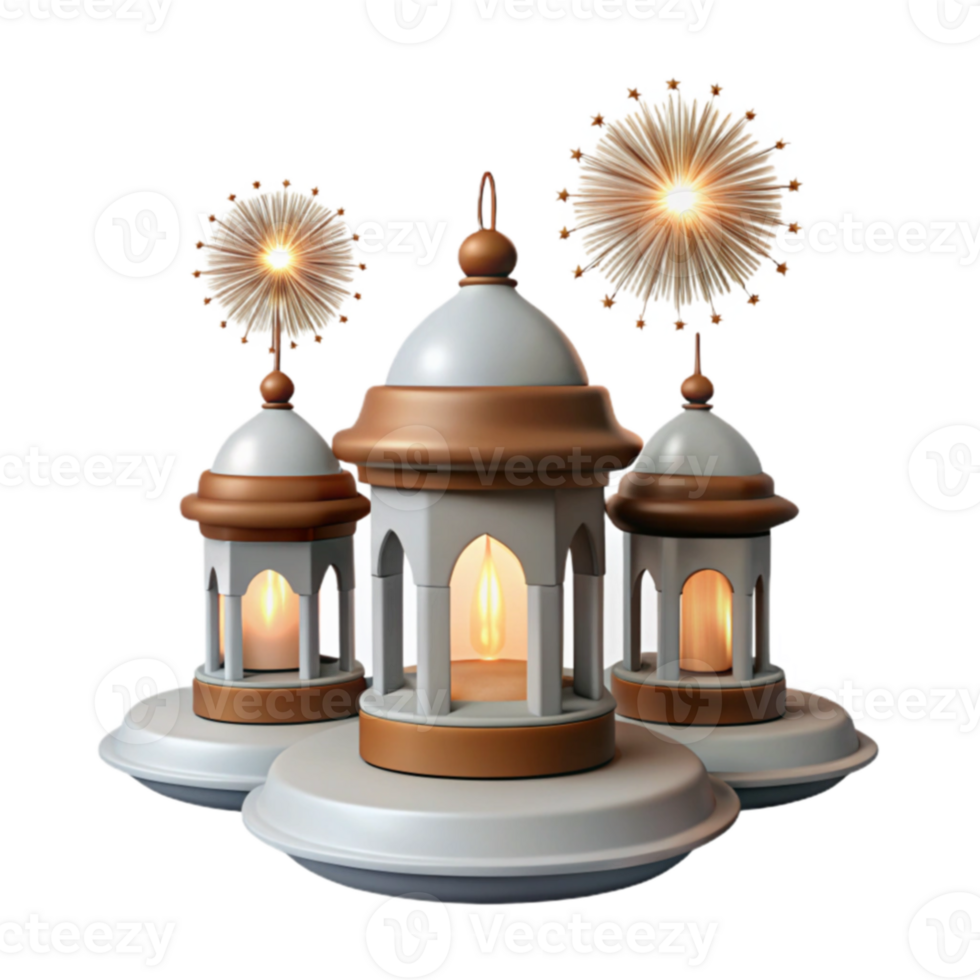Ornamental Lanterns with Festive Lights png
