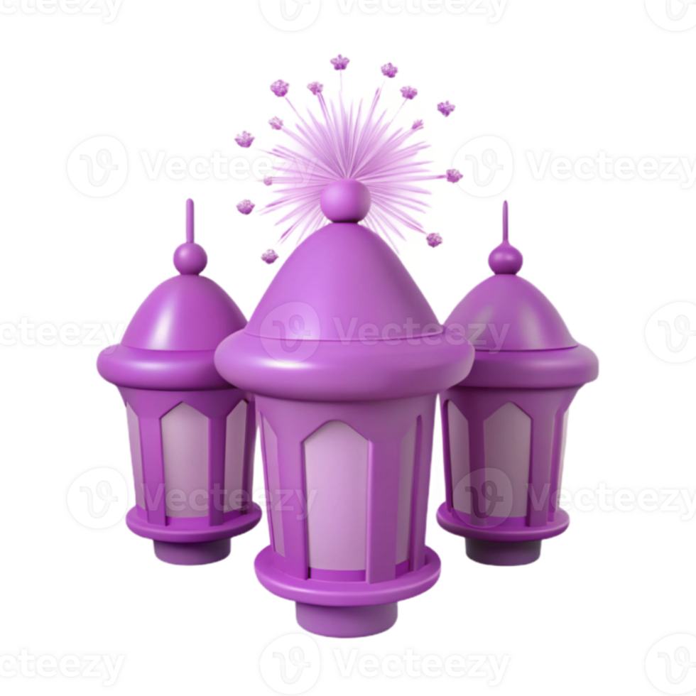 Purple Lanterns with Sparkling Lights png