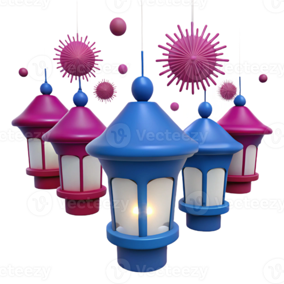 Festive Lanterns with Ornamental Decorations png