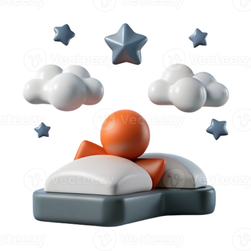 Sleeping Person with Clouds and Stars 3D Illustration png