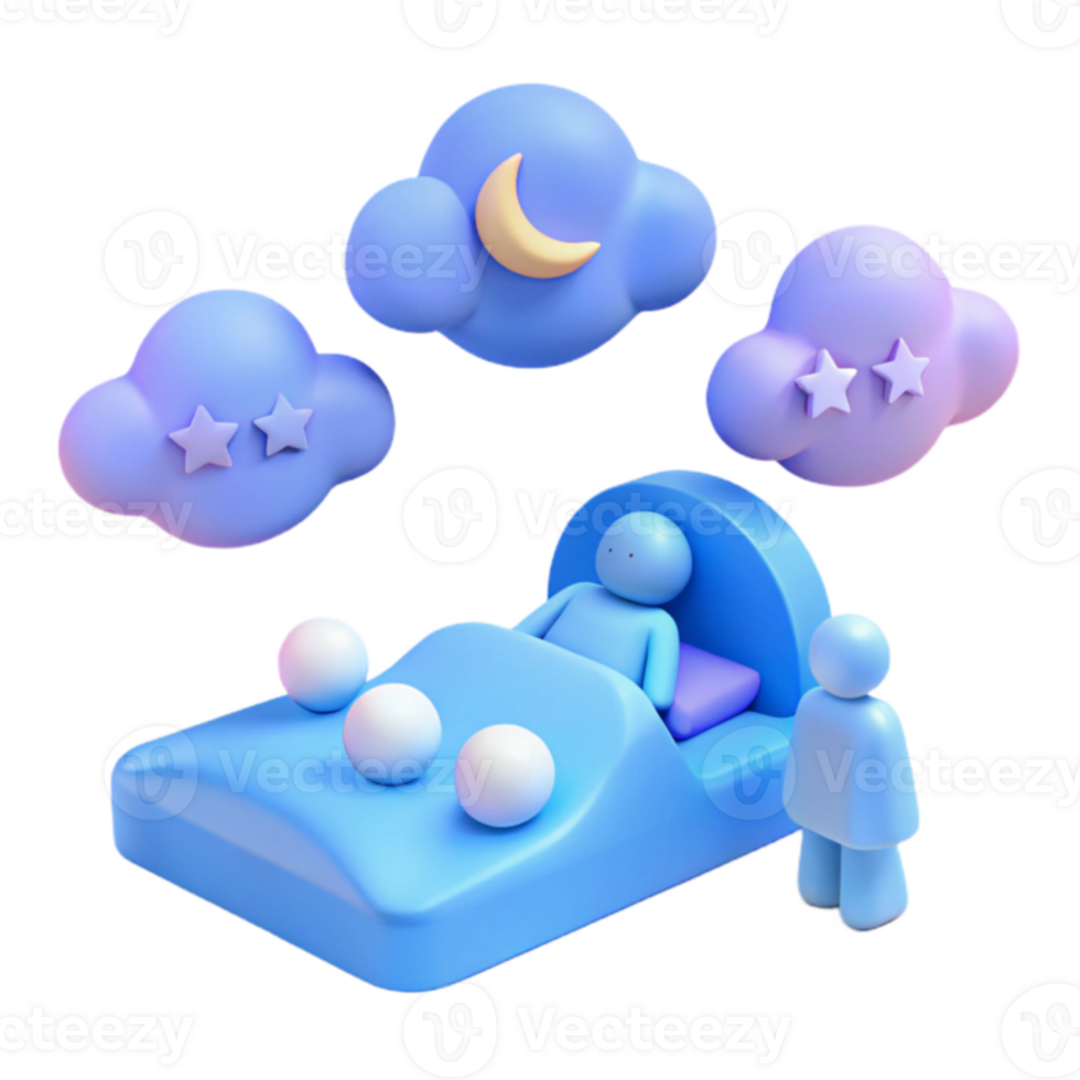 Sleeping Character with Clouds and Stars png