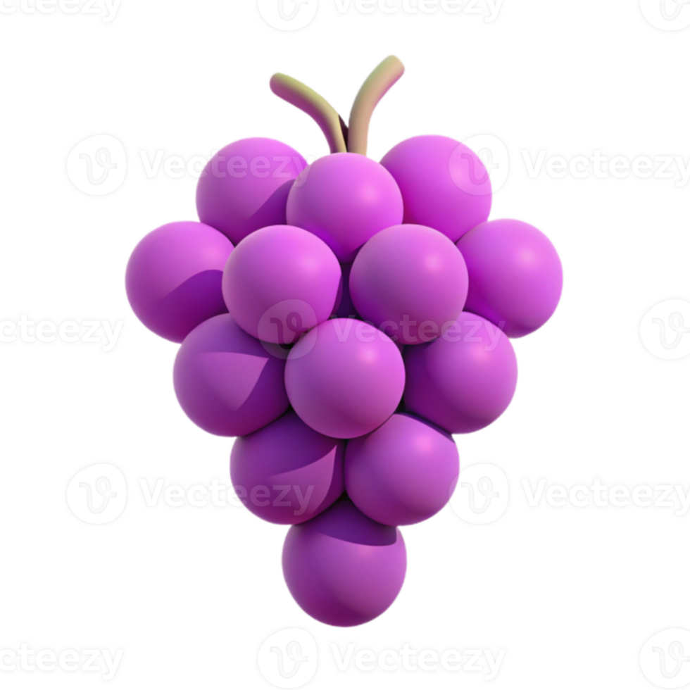 Purple Grapes, Fruit Illustration, Digital Art, 3D Rendering, Graphic Design png