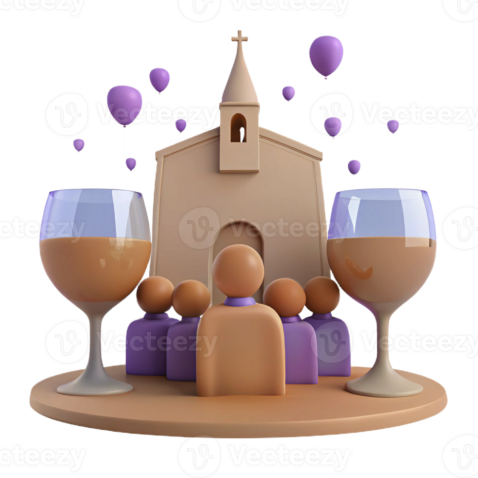 Celebration with Wine Glasses and Balloons in Front of a Church png