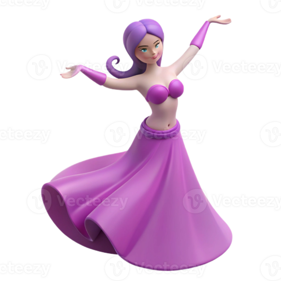 Purple-Haired Animated Character in a Flowing Skirt png