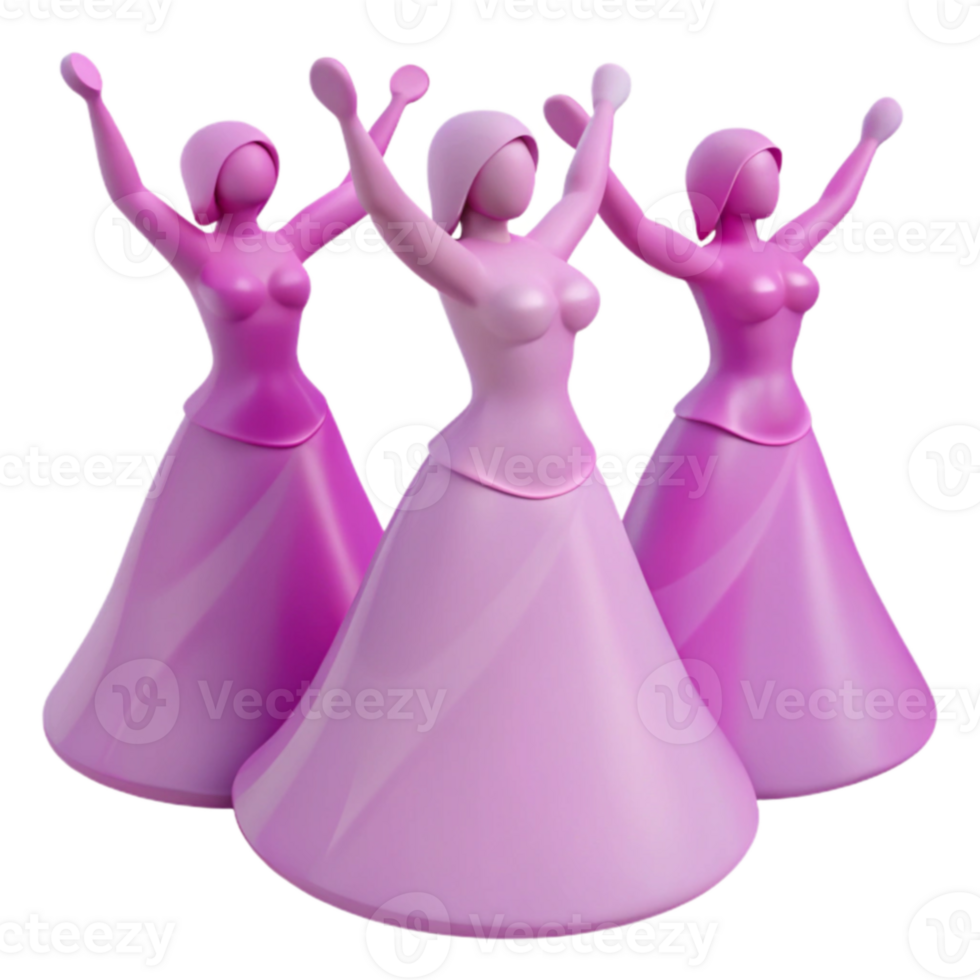 Three Pink Figures With Arms Raised in Celebration png