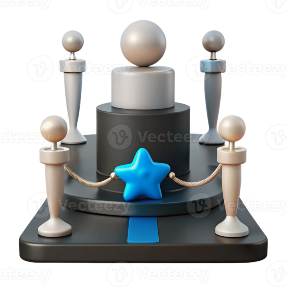 Award Ceremony Podium with Star and Rope Barriers png