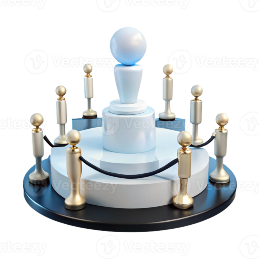 Abstract 3D Rendering of a Podium with Surrounding Posts png