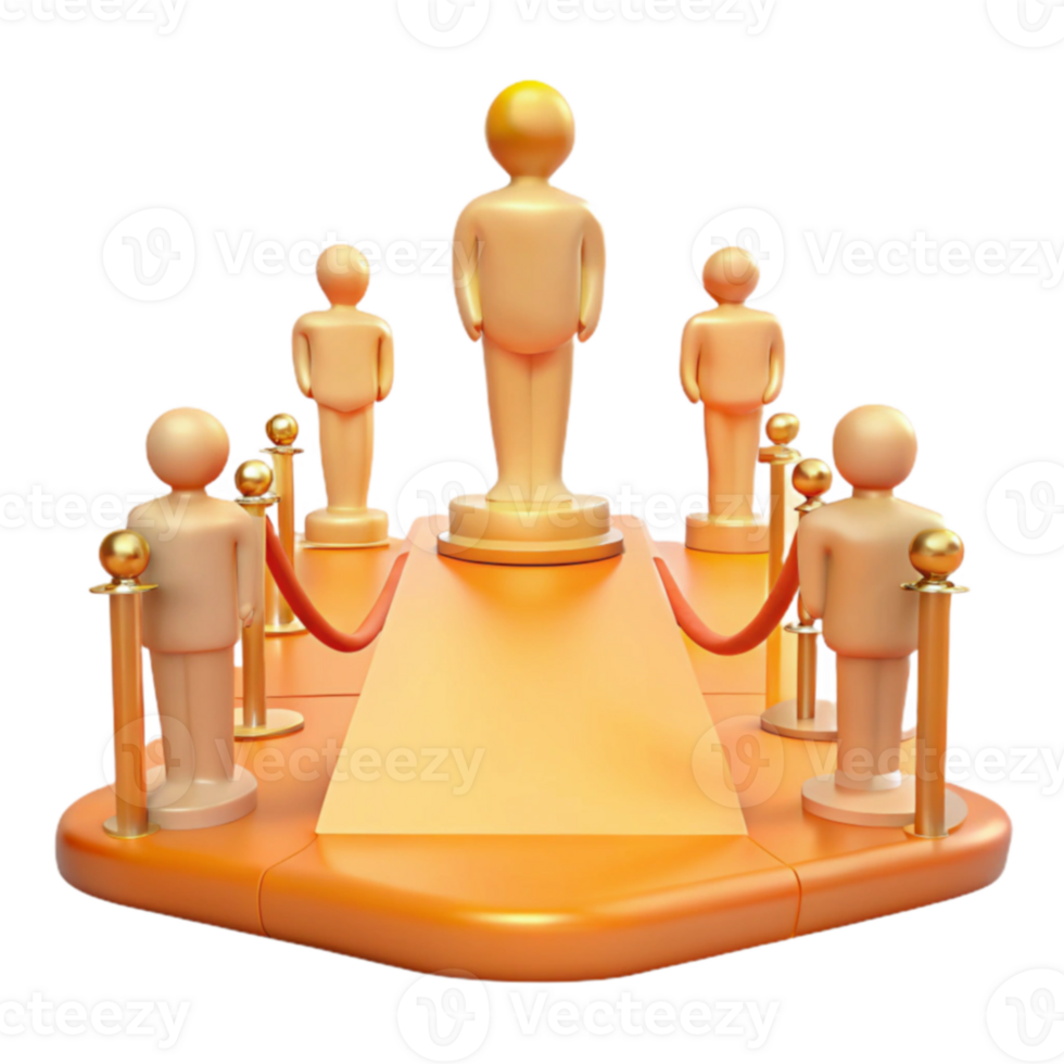 Golden Statues on a Red Carpet Platform png