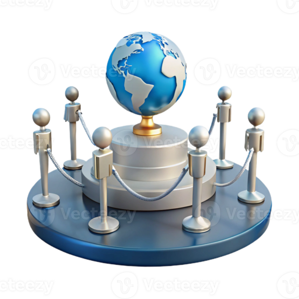 Global Connection People Surrounding a Globe on a Platform png