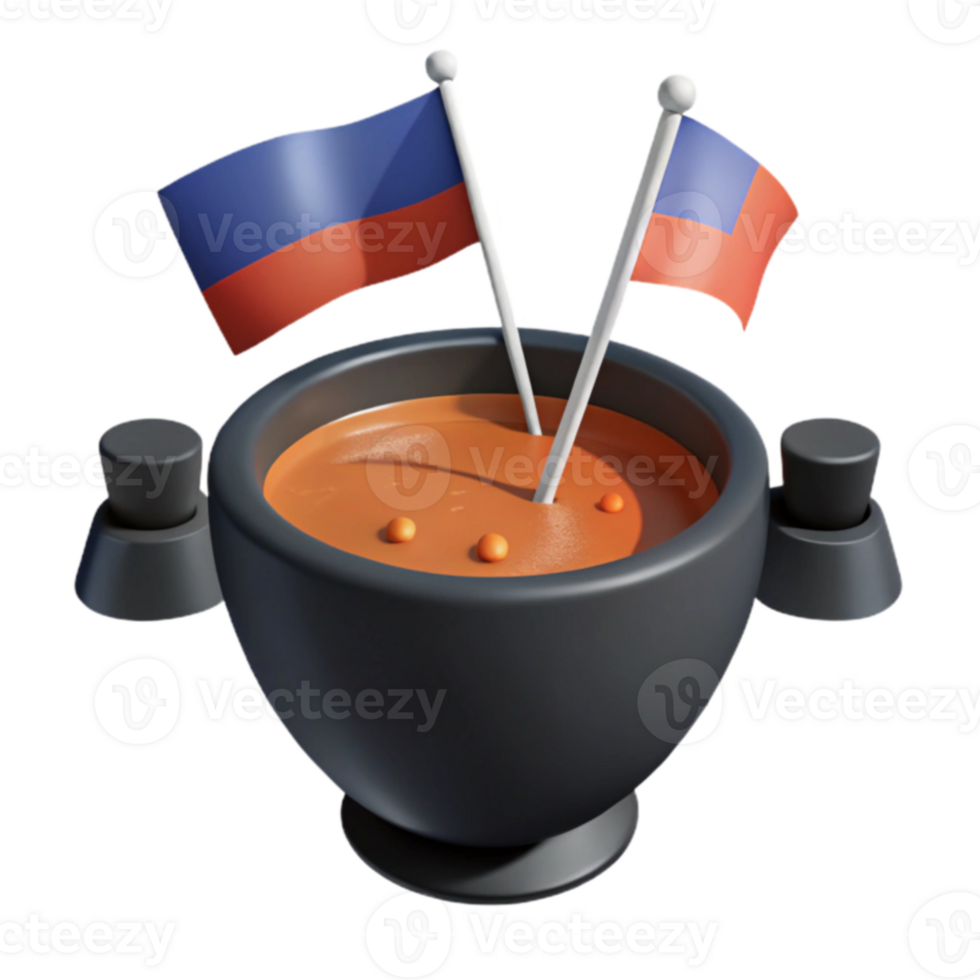 3D Render of a Bowl with Flags Sticking Out png