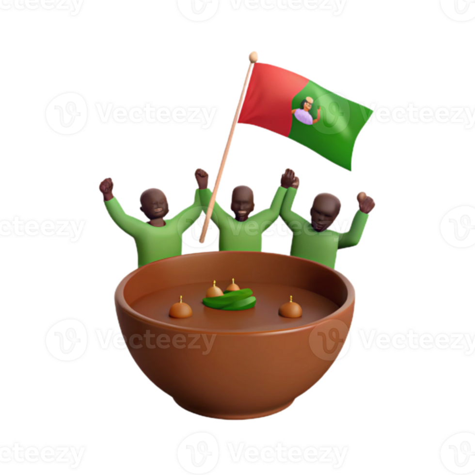 Celebration with Flag and Bowl of Food png