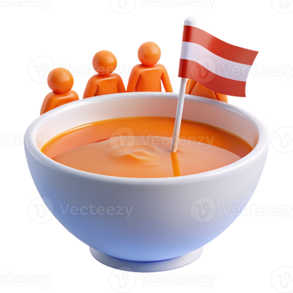 Orange Liquid in Bowl with Flag and People png