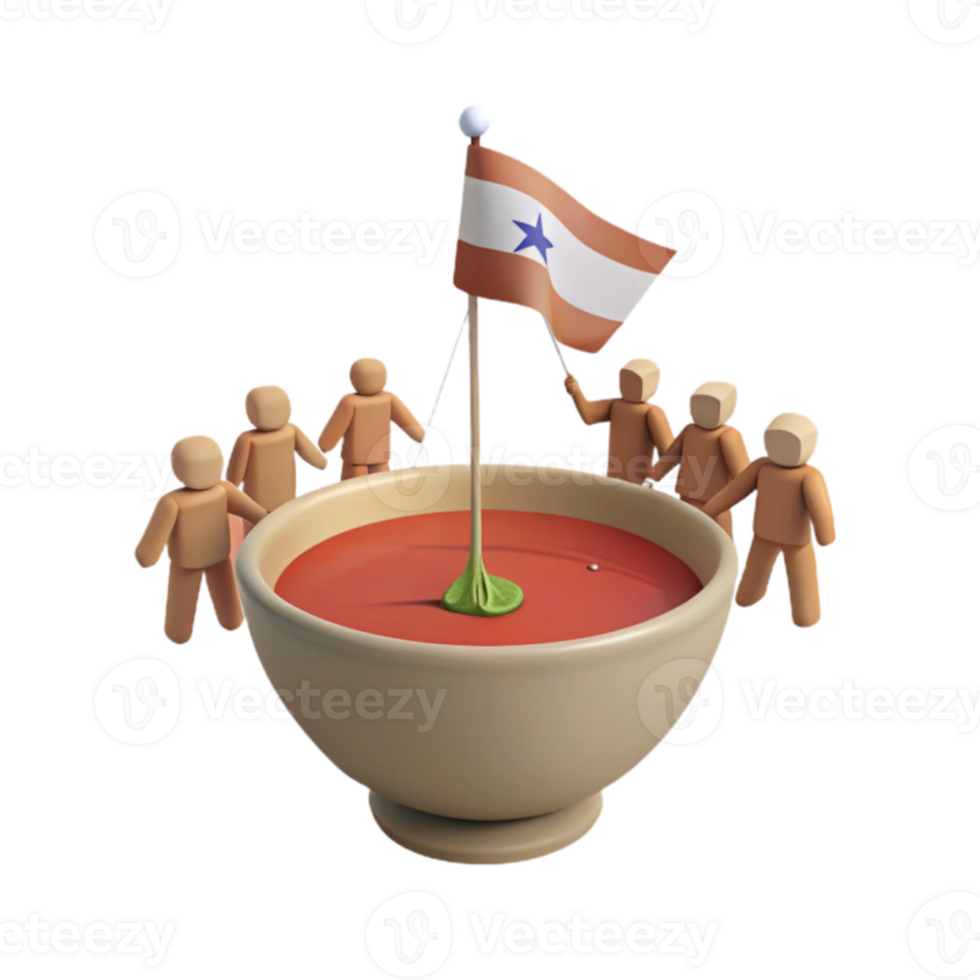 Group of Figures Holding a Bowl with Flag png
